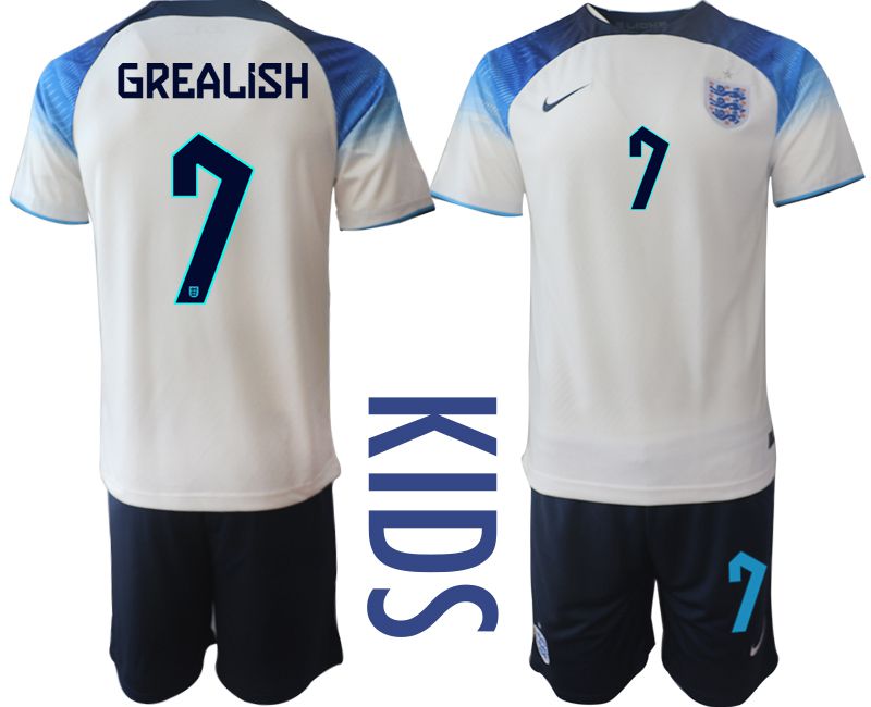 Youth 2022 World Cup National Team England home white 7 Soccer Jerseys